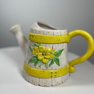 Cottagecore Watering can planter yellow vintage